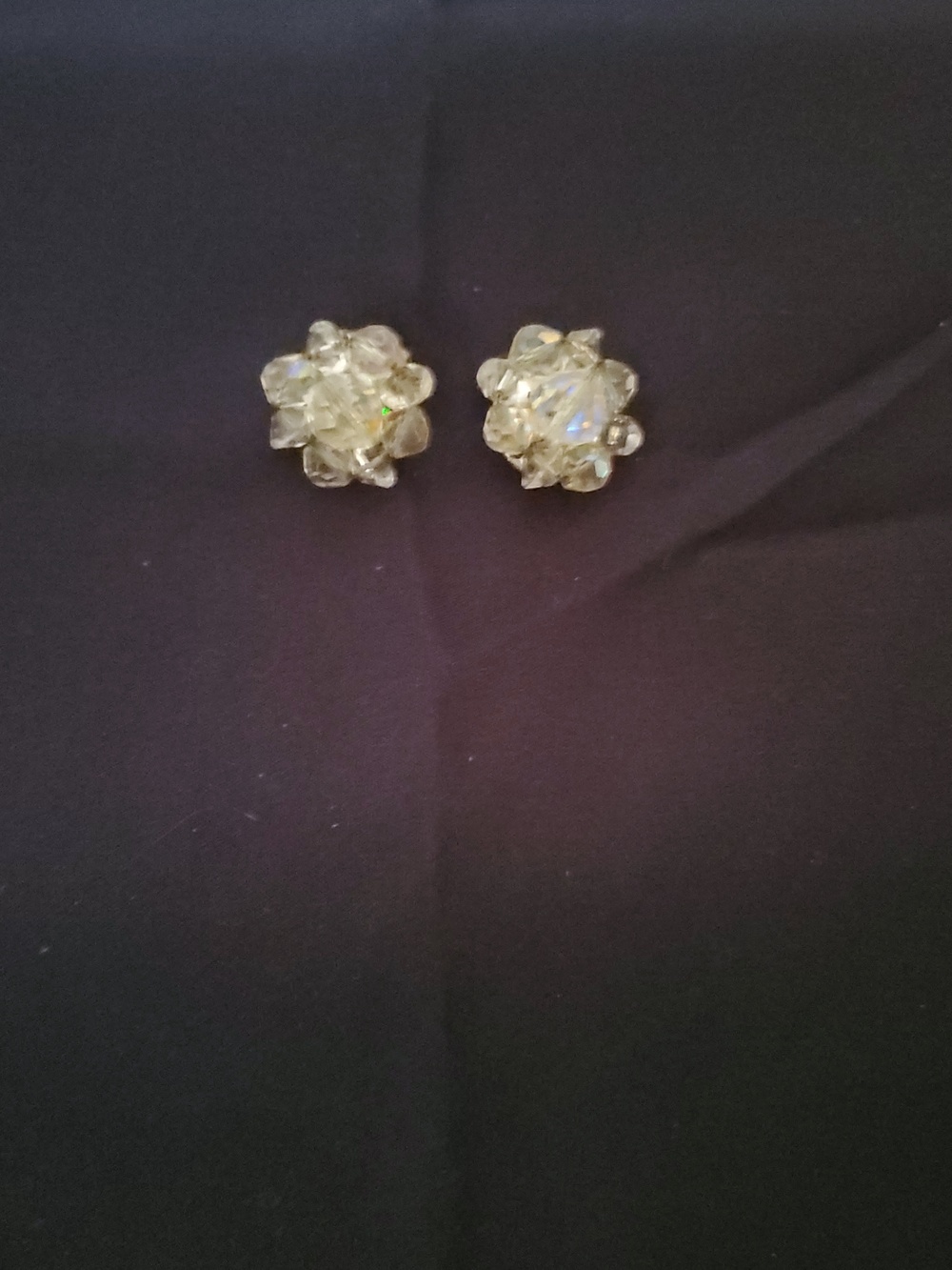Aurora Borealis Bead Cluster Crystal Clip-On Earrings - Women Jewelry